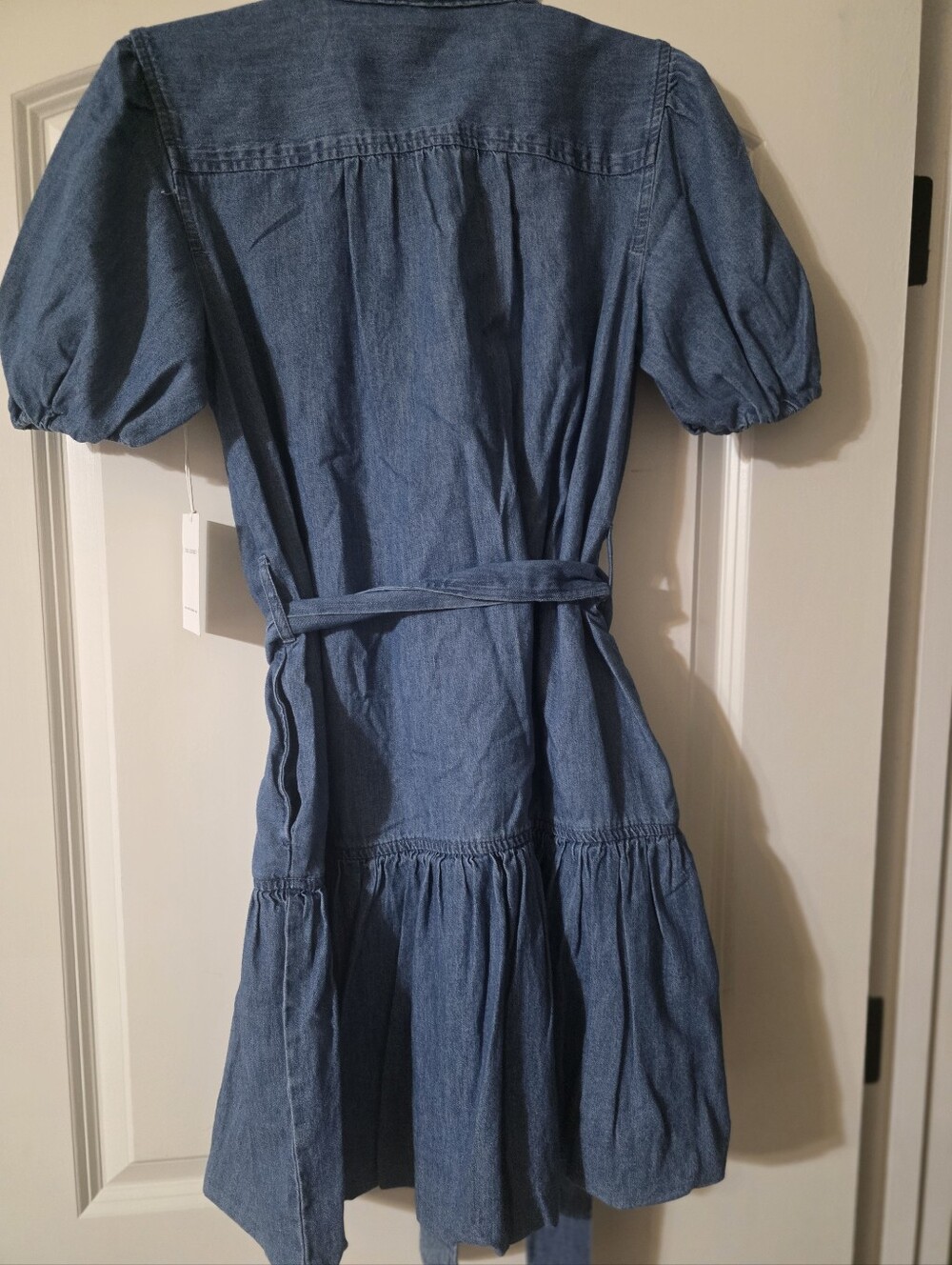 Free Assembly Denim Shirt Dress with Tie Waist - Blue - Picture 6 of 6